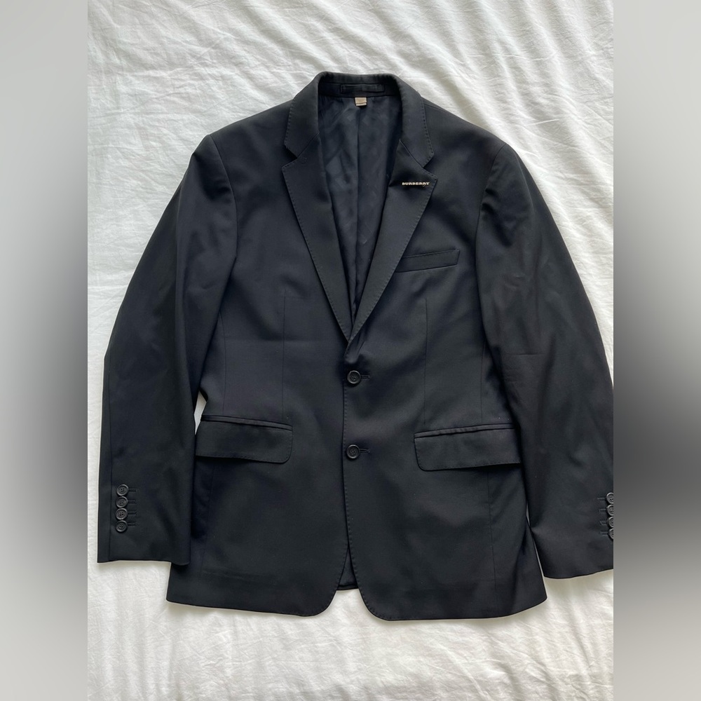 Rare Burberry Black Blazer with Logo Pin in size 48